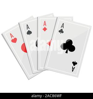 Asse vier einer Art Poker Icon Vector Illustration mit Schatten auf weißem Hintergrund. Stock Vektor