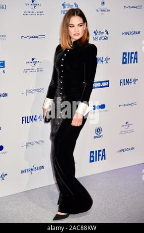 Lily James. 22. British Independent Film Awards, Old Billingsgate, London. Großbritannien Stockfoto