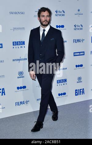 London, Großbritannien. 1. Dez 2019. Sam Claflin besucht die 22. British Independent Film Awards am Old Billingsgate am Dezember 01, 2019 in London, England. Bild Capital/Alamy leben Nachrichten Stockfoto