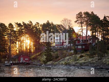 Auf Risholmen Risberga vom Meer in der Nähe von Vaxholm, Schweden Stockfoto