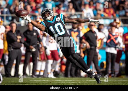 Charlotte, North Carolina, USA. 1. Dez, 2019. Carolina Panthers wide receiver Curtis Samuel (10) an der Bank von Amerika Stadium. Die Washington Redskins gewann 29-21. Credit: Jason Walle/ZUMA Draht/Alamy leben Nachrichten Stockfoto