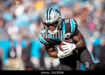 Charlotte, North Carolina, USA. 1. Dez, 2019. Carolina Panthers wide receiver Curtis Samuel (10) an der Bank von Amerika Stadium. Die Washington Redskins gewann 29-21. Credit: Jason Walle/ZUMA Draht/Alamy leben Nachrichten Stockfoto