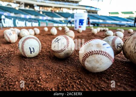 Details und Buchungsmöglichkeit las costuras de Pelota de beisbol. Acciones durante El Encuentro de Beisbol entre Algodoneros vs Naranjeros. Liga Mexicana del Pacifico 1 Dic 2019 2019 2020. (© Foto: LuisGutierrez/NortePhoto.com) © Stockfoto