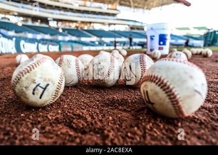 Details und Buchungsmöglichkeit las costuras de Pelota de beisbol. Acciones durante El Encuentro de Beisbol entre Algodoneros vs Naranjeros. Liga Mexicana del Pacifico 1 Dic 2019 2019 2020. (© Foto: LuisGutierrez/NortePhoto.com) © Stockfoto