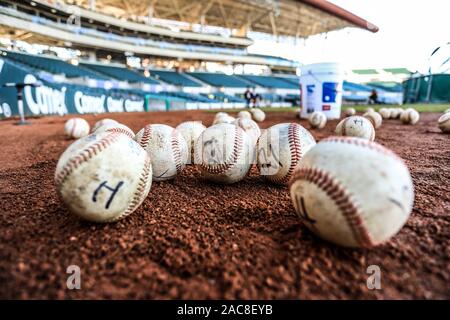 Details und Buchungsmöglichkeit las costuras de Pelota de beisbol. Acciones durante El Encuentro de Beisbol entre Algodoneros vs Naranjeros. Liga Mexicana del Pacifico 1 Dic 2019 2019 2020. (© Foto: LuisGutierrez/NortePhoto.com) © Stockfoto