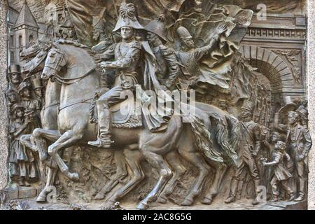 Bas-relief Zar Alexander I von Russland für seinen Sieg über Napoleon Bonaparte in der Schlacht von Paris (30.-31. März 1814) Stockfoto