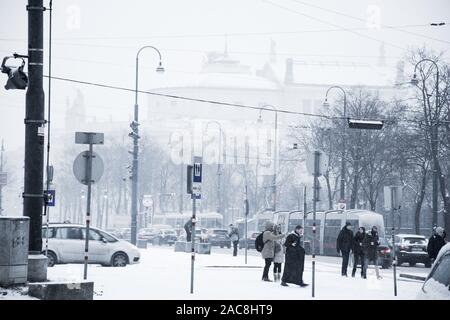 Wien/Österreich/Januar 31, 2017: Weißer Winter und Schnee in der Stadt im Dezember Stockfoto