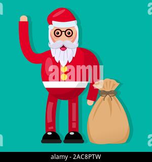 Weihnachtsmann mit Sack für Weihnachten Konzept Vektor-illustration isoliert Stock Vektor