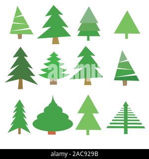 Weihnachtsbäume Set Vector Illustration Stock Vektor