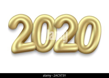 Frohes Neues Jahr 2020 Urlaub Hintergrund im Ballon Stil Stock Vektor