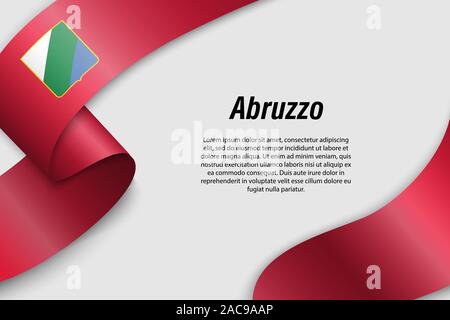 Winkende Band oder Banner mit Flagge der Abruzzen. Region Italiens. Für poster Design Template Stock Vektor