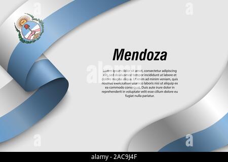 Winkende Band oder Banner mit Flagge von Mendoza. Provinz von Argentinien. Für poster Design Template Stock Vektor