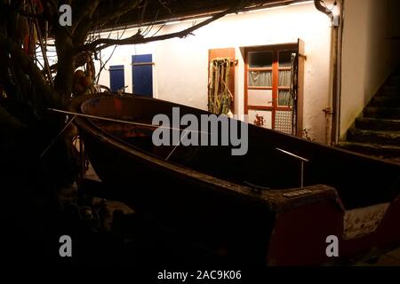 Nachtansicht der Port-Vieux, Biarritz, Pyrénées-Atlantiques, Frankreich Stockfoto