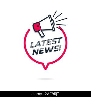 Neueste Nachrichten mit Sprechblase und Megaphon. Stock Vektor