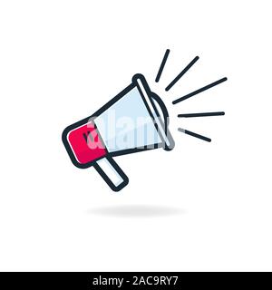 Lautsprecher oder Megaphon Symbol auf weißem Hintergrund. Stock Vektor