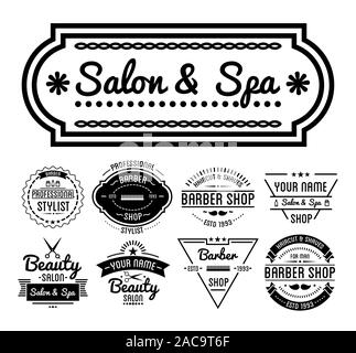 Friseur oder Friseur, Salon und Barbershop isoliert Symbole Stock Vektor