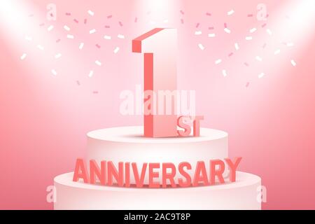 Jahre Jubiläum auf rosa Hintergrund. Stock Vektor