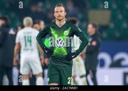 Wolfsburg, Deutschland. 01 Dez, 2019. Maximilian ARNOLD (WOB) ist enttäuscht, enttäuscht, ernüchtert, enttäuscht, traurig, frustriert, frustriert, hastate, halb Bild, halb Abbildung, Fußball 1. 1. Fussballbundesliga, 13. Spieltag VfL Wolfsburg (WOB) - Werder Bremen (HB) 2:3, am 01.12.2019 in Wolfsburg/Deutschland. € | Nutzung der weltweiten Kredit: dpa/Alamy leben Nachrichten Stockfoto