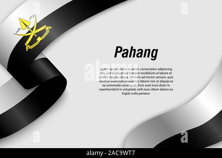 Winkende Band oder Banner mit Flagge von Pahang. Zustand von Malaysia. Für poster Design Template Stock Vektor