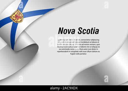 Winkende Band oder Banner mit Flagge von Nova Scotia. Provinz von Kanada. Für poster Design Template Stock Vektor