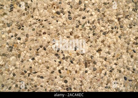 Pebble Stone Bodenfliese nahtlose Hintergrund. Zement gemischt Kies Kiesel Stein Textur. Stockfoto