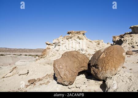 Runde Steine Cancha de Bochas in Ischigualasto, Argentinien, runde Steine Cancha de Bochas, Argentinien Stockfoto