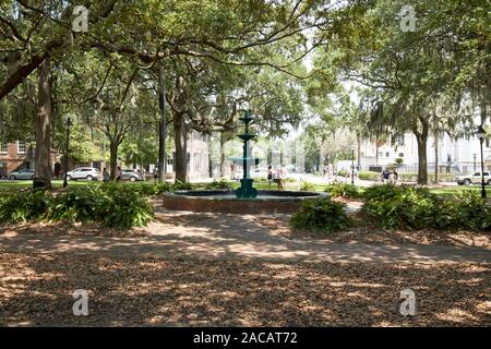Brunnen in Lafayette Square Savannah Georgia USA Stockfoto