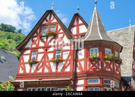 Altes Haus, Bacharach am Rhein, Deutschland, romantischen Rheintal UNESCO Welterbe Oberes Mittelrheintal, Rhineland-Palatin Stockfoto