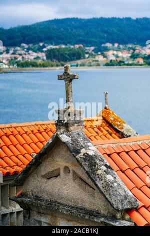 Detail einer Horreo in der touristischen Ortschaft Galicien Combarro Stockfoto