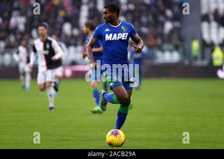 Torino, Italien. 1. Dezember 2019. Italienische Serie A Juventus FC vs Us Sassuolo Calcio. Marlon von Us Sassuolo Calcio. Stockfoto