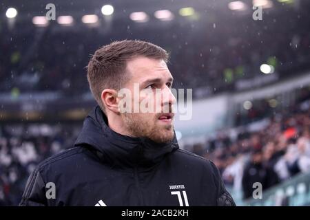 Torino, Italien. 1. Dezember 2019. Italienische Serie A Juventus FC vs Us Sassuolo Calcio. Aaron Ramsey von Juventus Turin. Stockfoto