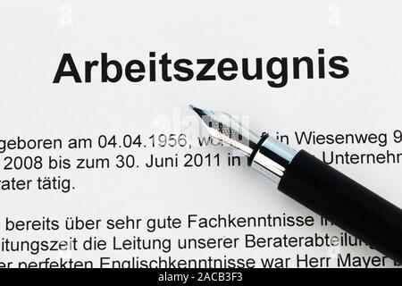 Job Referenz in deutscher Sprache Stockfoto