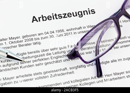 Job Referenz in deutscher Sprache Stockfoto