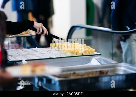 Details der einzelnen Lebensmittel bei einer Veranstaltung oder Tagung Kongress Stockfoto