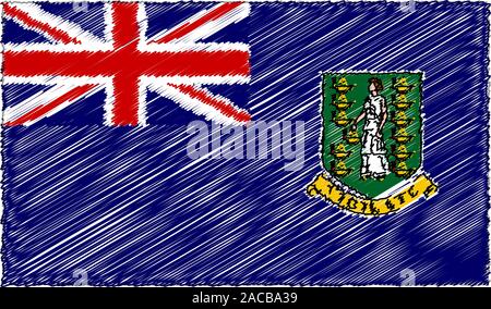 Vektor Zeichnung Skizze Stil Britische Jungferninseln Flagge Stock Vektor