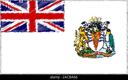 Vektor Zeichnung Skizze Stil British Antarctic Territory Flagge Stock Vektor