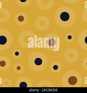 Die nahtlose Vektor Muster mit Polka Dots auf Senf gelber Hintergrund Stock Vektor