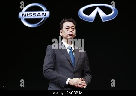 Yokohama, Japan. 2. Dez, 2019. Makoto Uchida Der neue Präsident und CEO von Nissan Motor Co., Ltd. auf einer Pressekonferenz am Hauptsitz des Unternehmens in Yokohama besucht, in der Nähe von Tokio. Credit: Rodrigo Reyes Marin/ZUMA Draht/Alamy leben Nachrichten Stockfoto