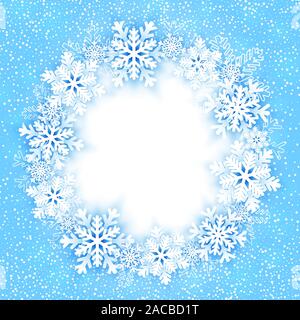Weihnachten runden Rahmen mit Schneeflocken. Vector Illustration Stock Vektor