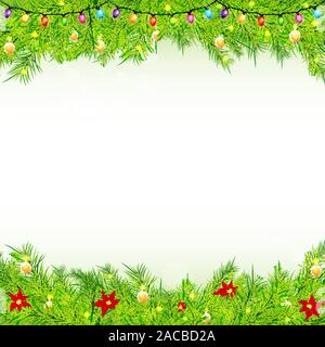 Weihnachten Hintergrund mit Verzweigung und Kugeln Stock Vektor