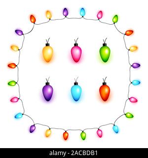 Bunte Weihnachten Glühbirnen Vektor Stock Vektor