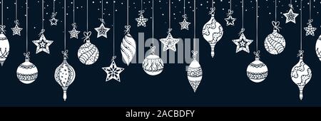 Elegante Weihnachtskugeln nahtlose Muster, hand gezogenen Kugeln - toll für Textilien, Tapeten, Einladungen, Banner - Vektor Oberflächengestaltung Stock Vektor