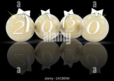 Das neue Jahr 2020. Neues Jahr 2020 in Zahlen und mit Weihnachtsdekoration. Stockfoto