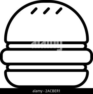 Schwarz skizzierte Symbol eines Hamburger, auf weißem Hintergrund. Stock Vektor