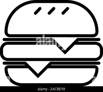 Schwarz skizzierte Symbol eines Hamburger, auf weißem Hintergrund. Stock Vektor