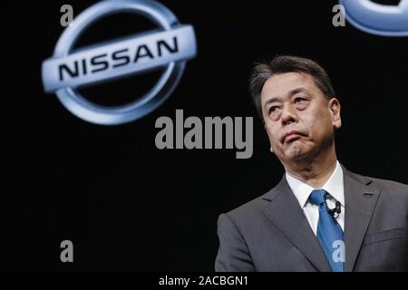 Yokohama, Japan. 2. Dez, 2019. Makoto Uchida Der neue Präsident und CEO von Nissan Motor Co., Ltd. auf einer Pressekonferenz am Hauptsitz des Unternehmens in Yokohama besucht, in der Nähe von Tokio. Credit: Rodrigo Reyes Marin/ZUMA Draht/Alamy leben Nachrichten Stockfoto