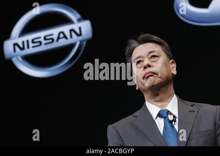 Yokohama, Japan. 2. Dez, 2019. Makoto Uchida Der neue Präsident und CEO von Nissan Motor Co., Ltd. auf einer Pressekonferenz am Hauptsitz des Unternehmens in Yokohama besucht, in der Nähe von Tokio. Credit: Rodrigo Reyes Marin/ZUMA Draht/Alamy leben Nachrichten Stockfoto