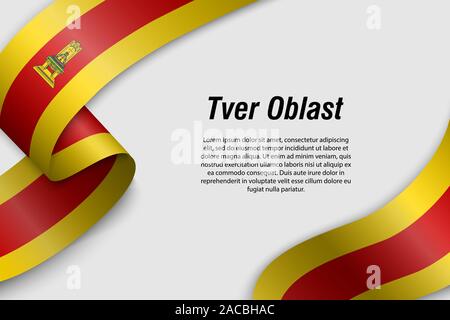 Winkende Band oder Banner mit Flagge von Oblast Twer. Region Russlands. Für poster Design Template Stock Vektor