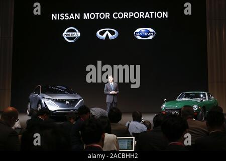 Yokohama, Japan. 2. Dez, 2019. Makoto Uchida Der neue Präsident und CEO von Nissan Motor Co., Ltd. auf einer Pressekonferenz am Hauptsitz des Unternehmens in Yokohama besucht, in der Nähe von Tokio. Credit: Rodrigo Reyes Marin/ZUMA Draht/Alamy leben Nachrichten Stockfoto