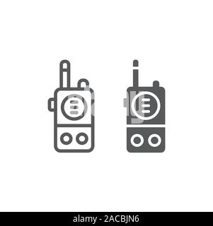 Walkie talkie Linie und glyphe Symbol, Kommunikation und Militär, tragbares Radio Zeichen, Vektorgrafiken, ein lineares Muster auf weißem Hintergrund. Stock Vektor